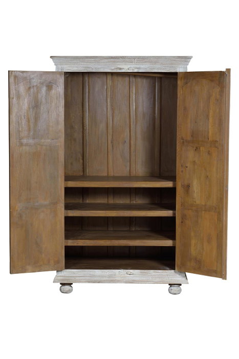 GINER Y COLOMER Armoire en bois de manguier blanc vieilli